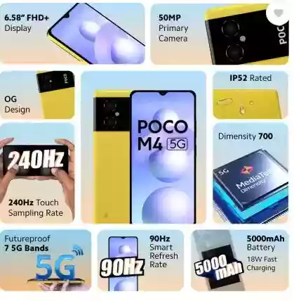 POCO M4 5G (Yellow, 64 GB)  (4 GB RAM)
